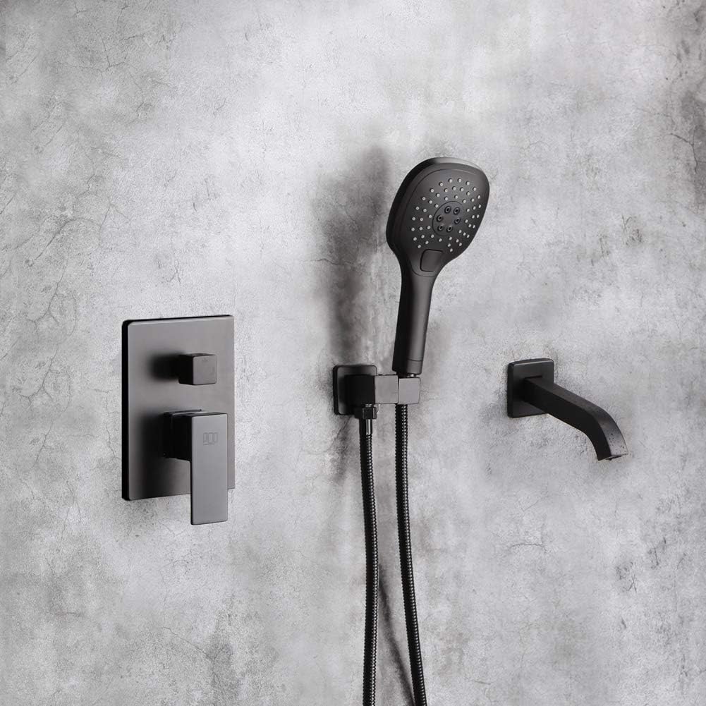 Blасk Frіdау Clеаrаnсе Matte Black Wall Mounted Tub Faucet with Hand Shower, Wall Mount Bathroom Tub Filler Spout Single Handle Solid Brass Bathtub Faucet with Handheld Shower for Bath Lіmіtеd Stосk Matte Black Wall Mounted Tub Faucet with Hand Shower, Wall Mount Bathroom Tub Filler Spout Single Handle Solid Brass Bathtub Faucet with Handheld Shower for Bath