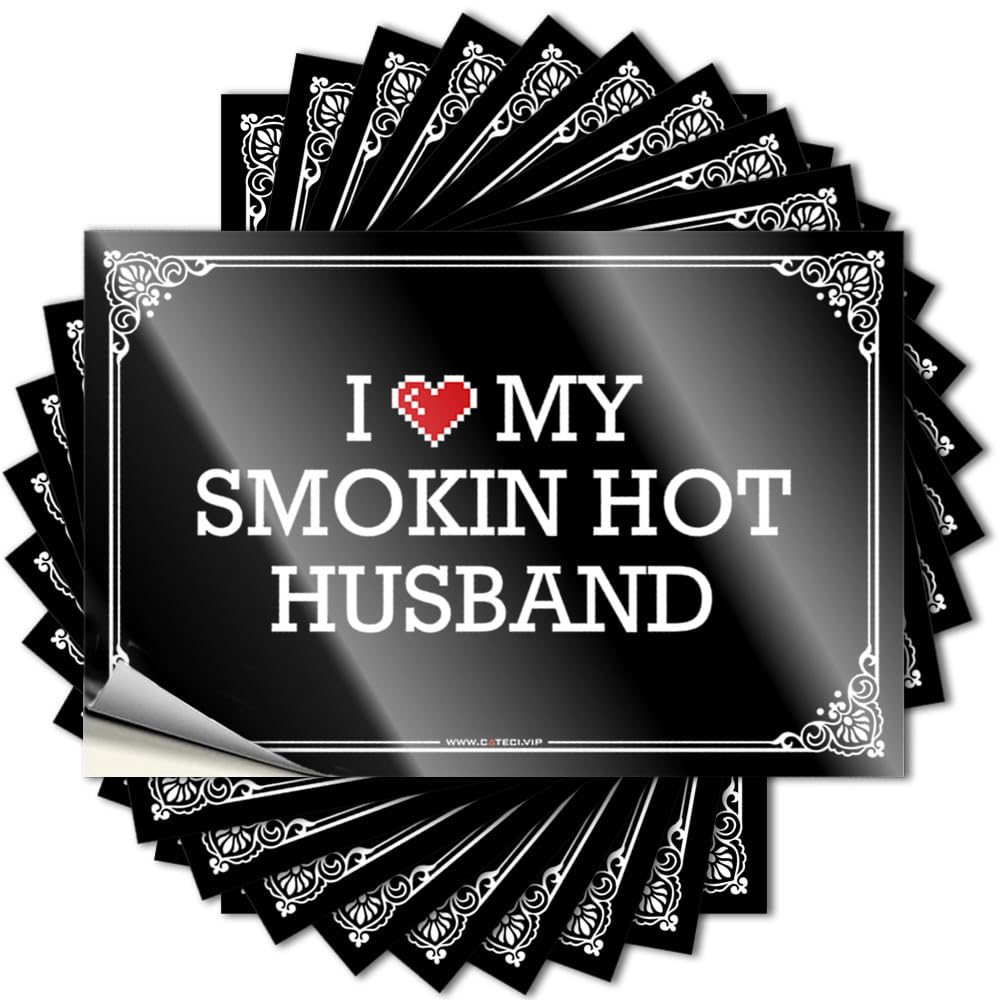 Stickers Bar Cart Decor Durable Vinyl - I Love My Smokin Hot Husband Hard for Spring Use(6X9CM)