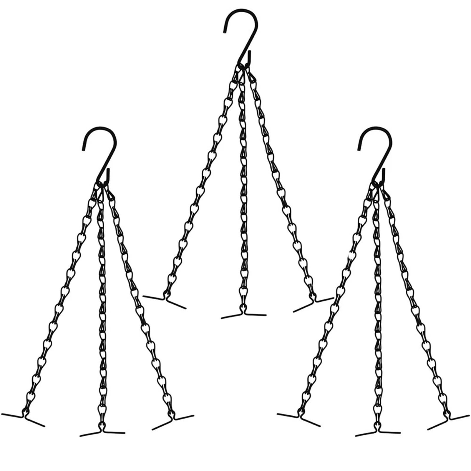 WUYXTO 3pcs Hanging Basket Chains, Black Flowerpot Iron Sling Chain 3 Point Garden Plant Hanger For plant
