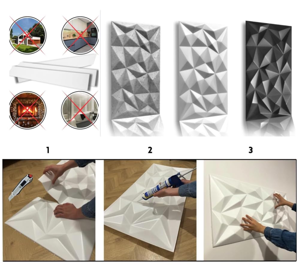Paneles 3D de poliestireno XPS blancos para decorar techos y paredes modernas en pack de 36 piezas 5