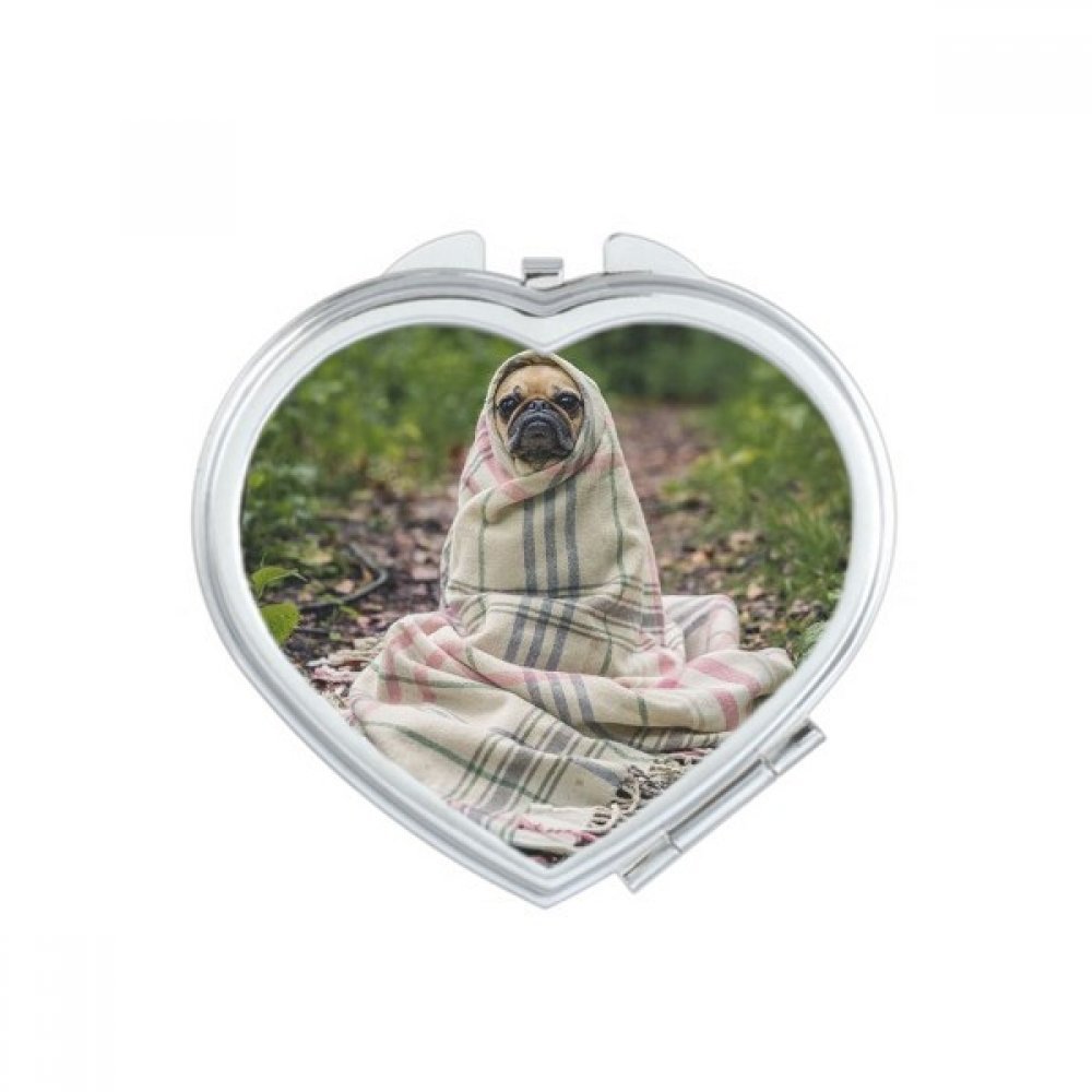 Miroir de poche mignon chien blanc miroir compact maquillage portable accessoire sac