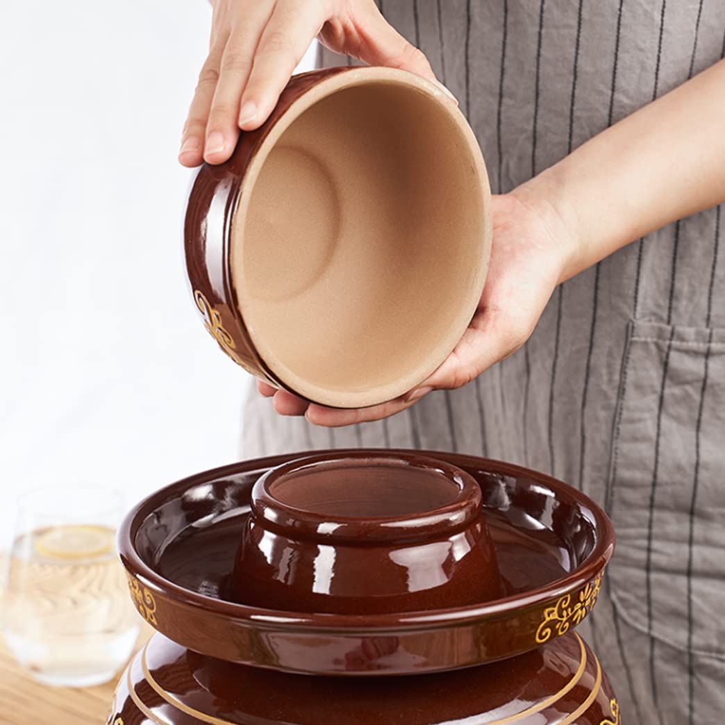 Tradycyjny chiński chiński ceramiczny słoik do fermentacji słoik do marynowania z uszczelką wodną pokrywką śluzy powietrznej, duże zagęszczone ceramiczne pojemniki na garnki Kimchi,Słoiki na