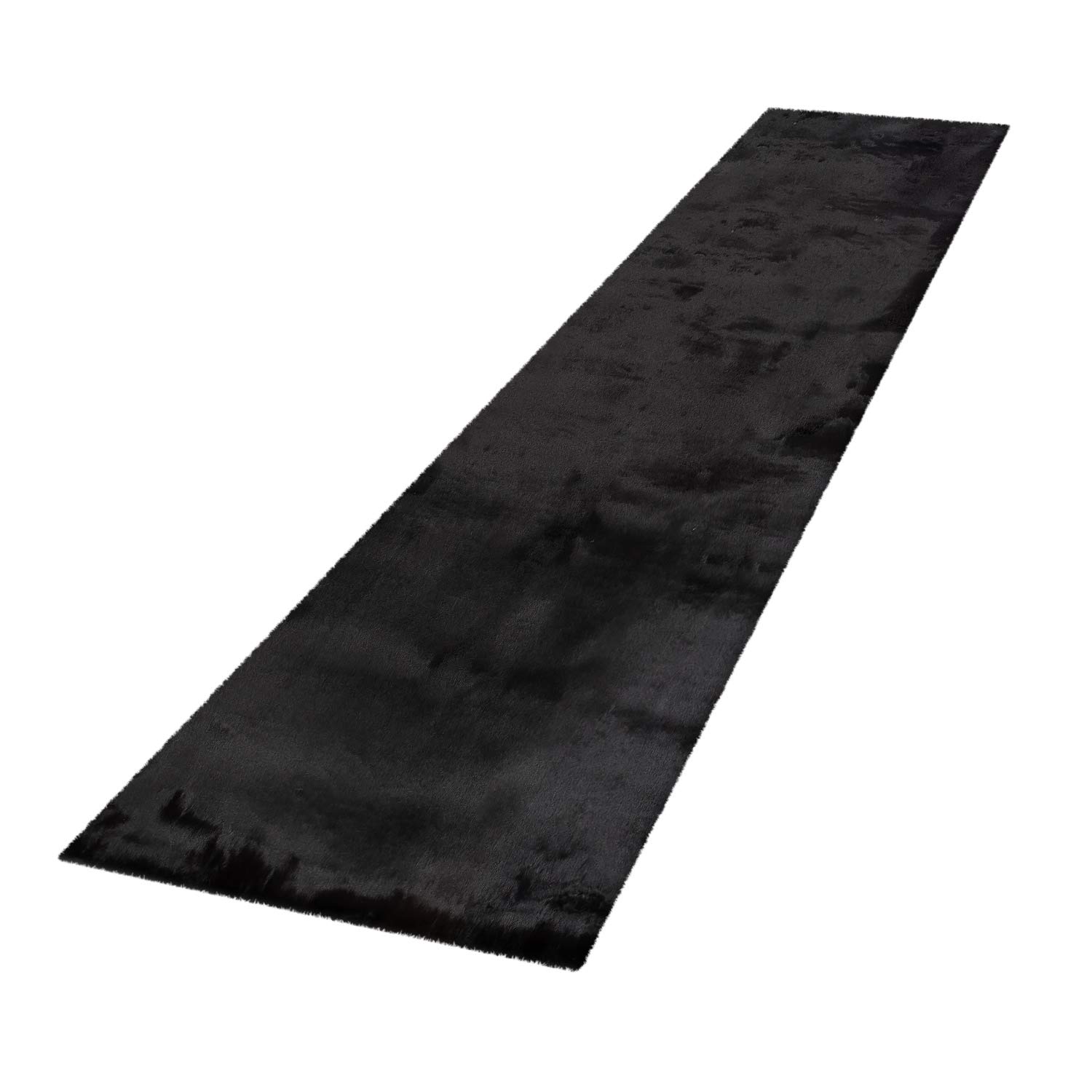 Paco Home Hochflor Teppich Wohnzimmer Super Softes Kaninchenfell Imitat Kunstfell Schwarz, Grösse:140x200 cm