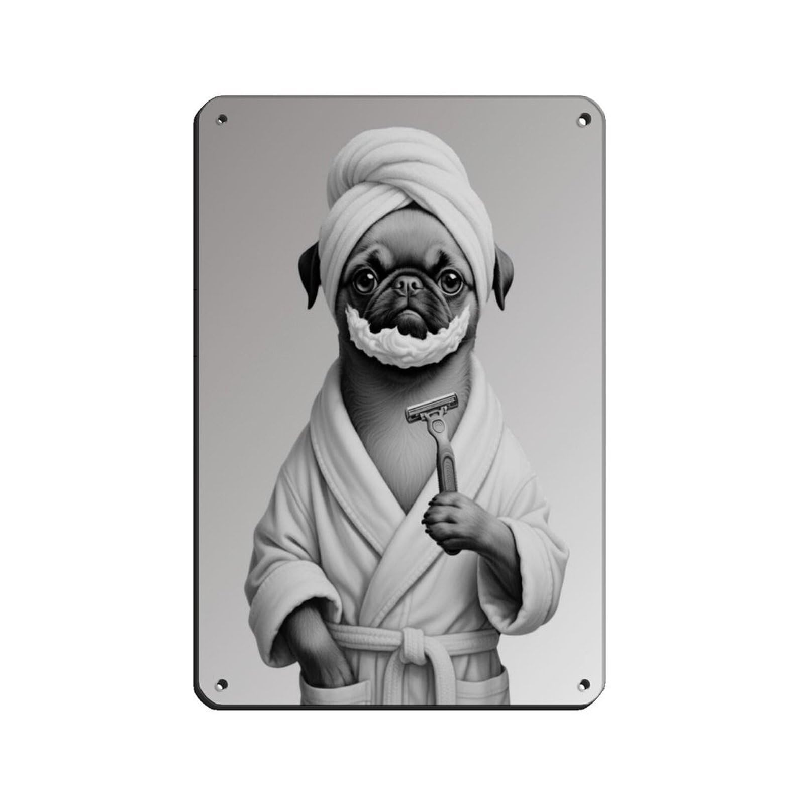 Brussels Griffon Dog Bathroom Art Tin Sign Vintage Metal Pub Club Cafe Bar Home Wall Art Decoration Poster Retro 8x12inch(20x30cm)