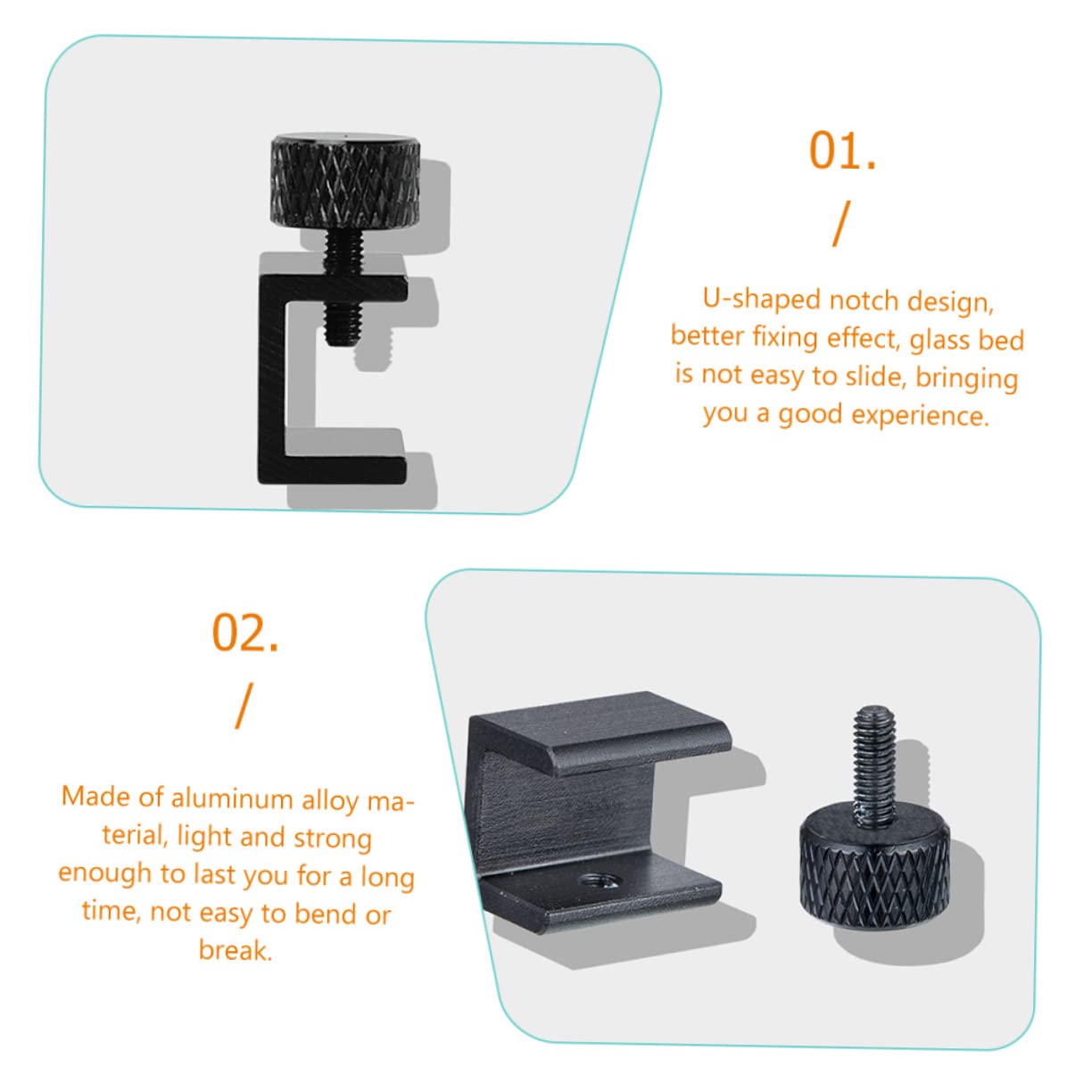 ULTECHNOVO 40 Stk Druckerclip Bettklemme für 3D-Drucker Bettclip für 3D-Drucker Druckbefestigungsklammern Glasbett-Stabilclip Heißbett-Glasklemme Glasklemme für 3D-Drucker Aluminiumlegierung