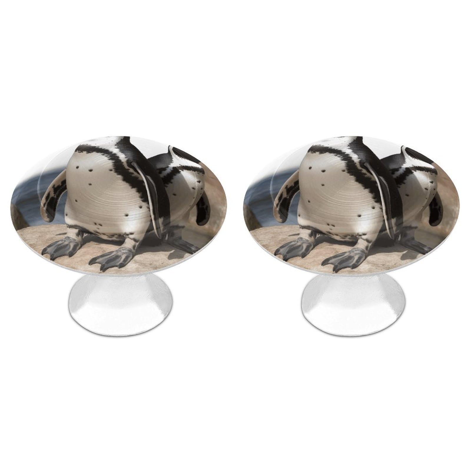 Fekiloot White African Penguin Cabinet Knobs For Kitchen Ornament, Round Zinc Decorative Drawer Pulls For Cabinets Trendy, Dresser Drawers Pulls Bathroom Dresser Knob With Screw