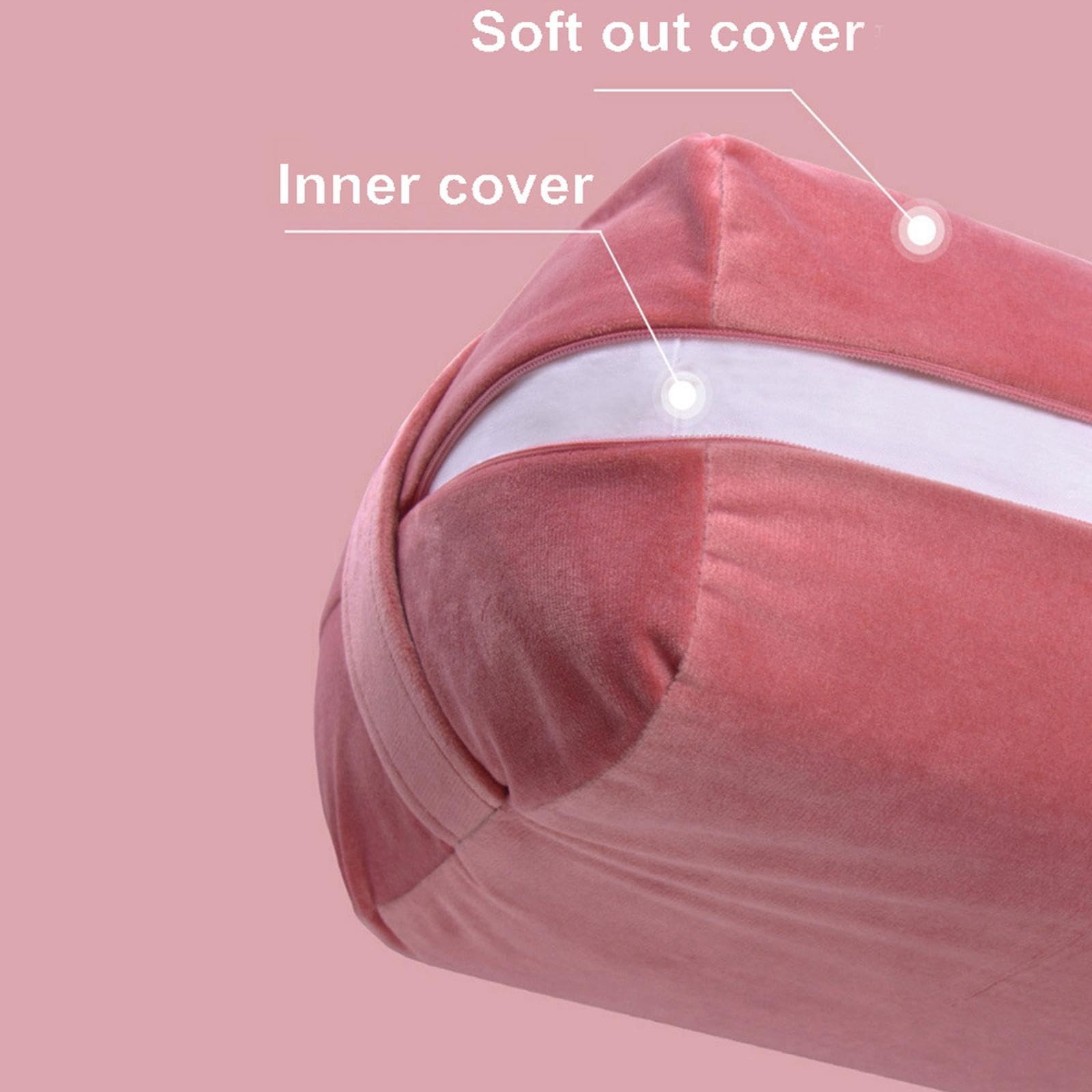 Almohada de Bolster para Soporte de Piernas Cojín Multifuncional Ergonómico con Funda Lavable Y Asa Apta para Ejercicios Sueño Y Meditación