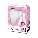 POSATE White Plastic Knives, Heavyweight, 100 Count