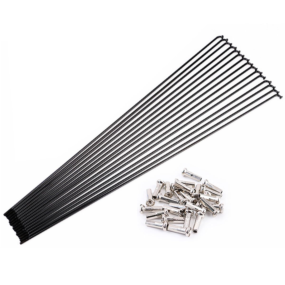 HOUSON 10pcs 45# High-Tensile Steel Spokes 14G (2.0mm) - Black - Complete Set with Spoke Nipples - for MTB/Road Bike/Folding Bike (26/27.5/29 inch) 268mm