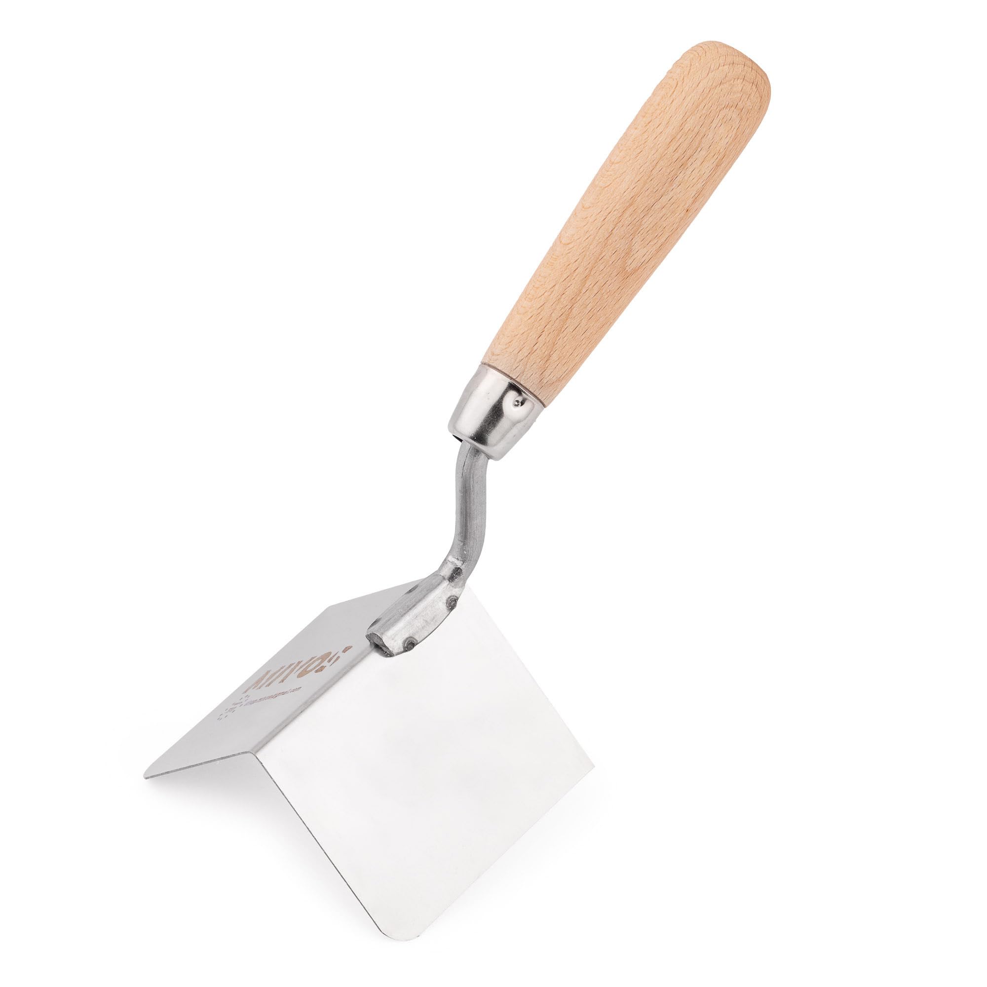 Mivos 2 x kielnia narożny ze stali nierdzewnej 80 x 60 mm – kielnia wewnętrzna i zewnętrzna – do wewnątrz i na zewnątrz z drewnianym uchwytem – szpachelka Made in