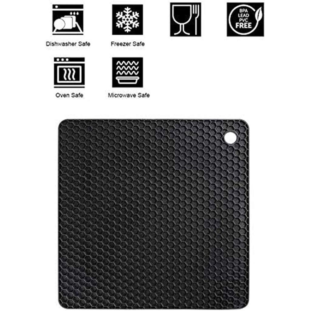 Tapis de Table de Noël, Sets de Table en nid d'abeille en Silicone Anti-brûlure antidérapants pour la décoration de Mariage, Ensemble de 4 Tapis de Salle à Manger Occidentaux, Noir X4