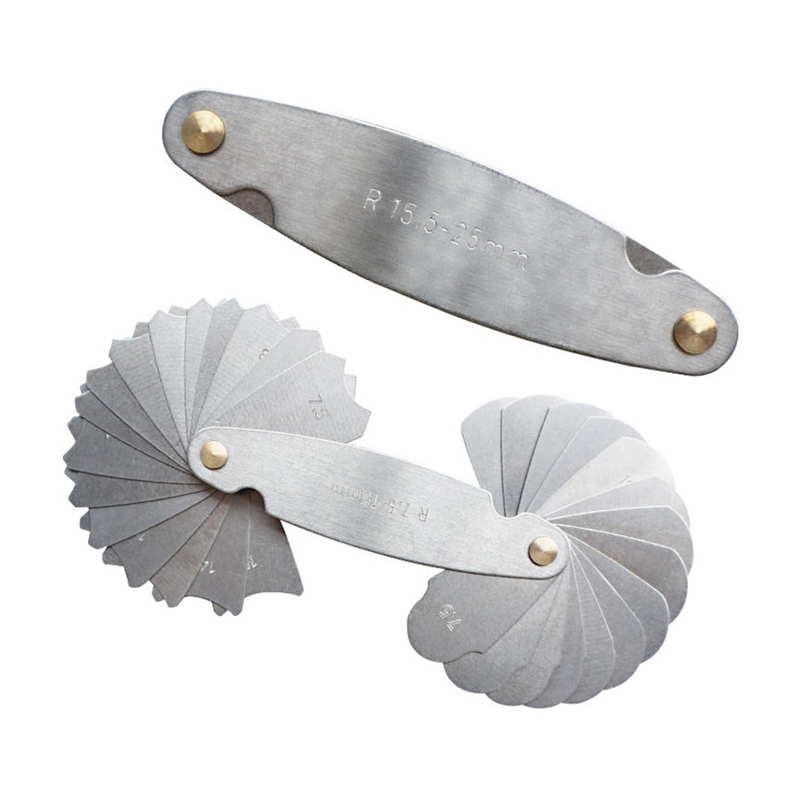 Miernik grubości, 2 Szt. Grubościomierz, Zestaw Promieni R0.3-1.5, R1-7, R7.5-15, R15.5-25mm Narzędzia Pomiarowe Ze Stali Nierdzewnej, dla samochodu(R7.5-15)