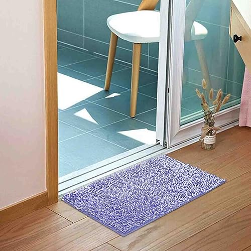 Miniatura 7 de Alfombras de cocina absorbentes, color morado claro, tapete de baño rosa, antideslizante, cómodo, peludo, duradero, grueso, lavable a máquina, para