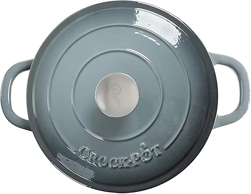 Miniatura 3 de Crock Pot olla para horno holandés de hierro fundido artesanal de 7 cuartos de galón Gris slate gray