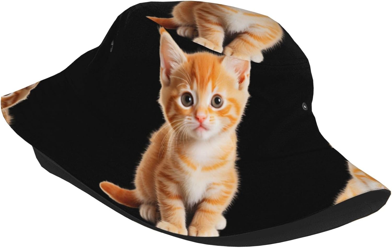 Cute Orange Kitten Prints Summer Outdoor Travel Bucket hat, a Beach Sun hat Suitable for Both Men and Women
