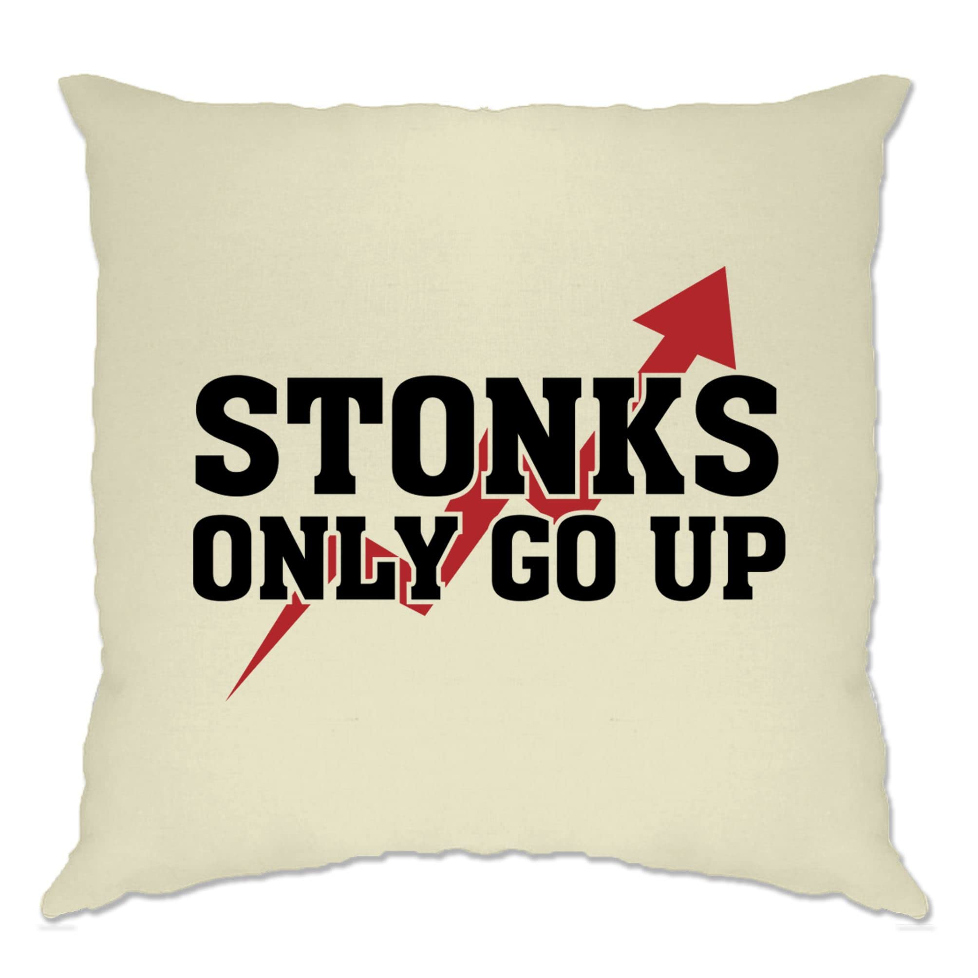 Tim And Ted Stonks Only Go Up One Size Natural Cushion Cover