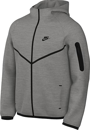 Nike Tech Men's Full-Zip Windrunner Hoodie (HV0949-063, Dark Grey Heather/Black) Size Large