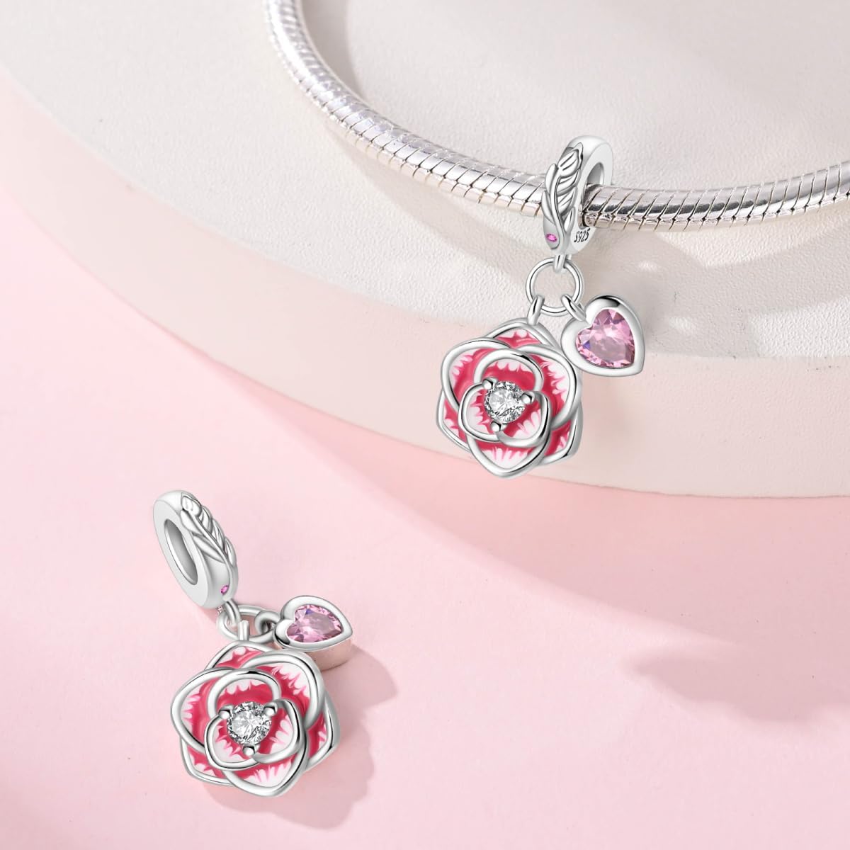 HONGRUI 925 Sterling Silver Charm for Bracelets Necklace Fashion Heart Bow Flower Family Butterfly Pendant Bead Charm for Women Festival jewelry gifts - Image 4