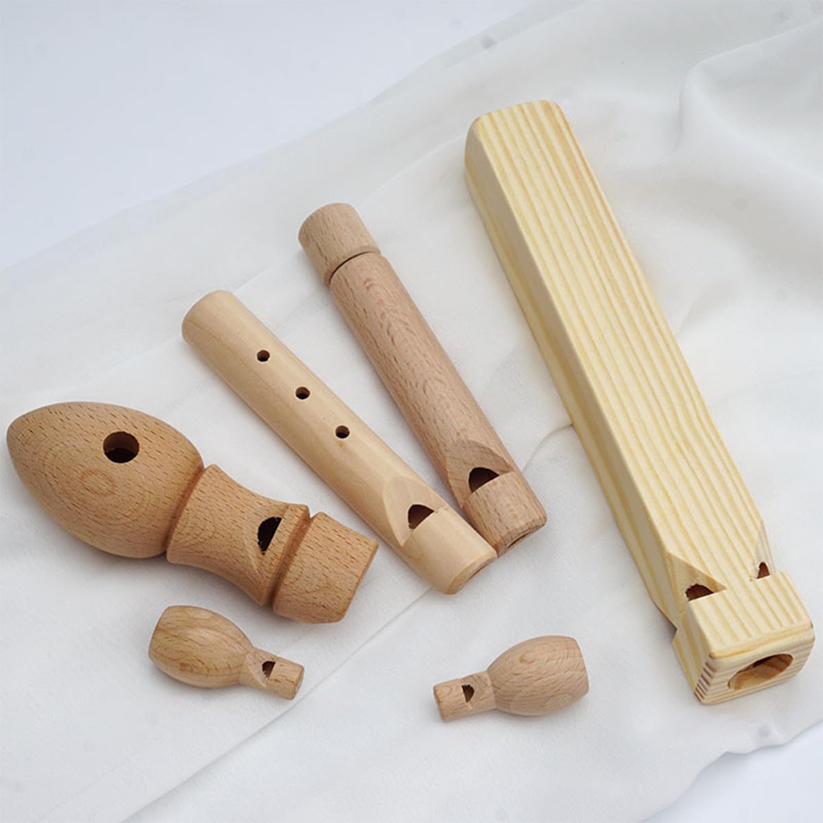 Lot de 2 flûtes à sifflet coulissantes en Bois, Petite flûte en Bois, sifflet en Bois Massif, Instrument à Vent Orff, flûtes coulissantes à Main Uniques pour l'exploration Musicale