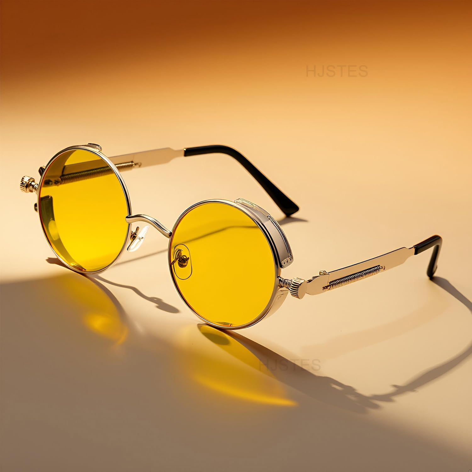 HJSTES Vintage Round Steampunk Sunglasses for Women Men Circle Gothic Glasses Retro Metal Frame - Image 9