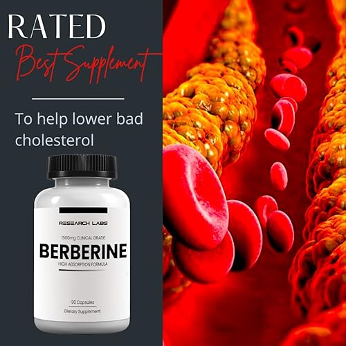 Miniatura 4 de Research Labs Fórmula de alta absorción de berberina de grado clínico de 1500 mg y soporte de BerberQuil. 90 cápsulas totales