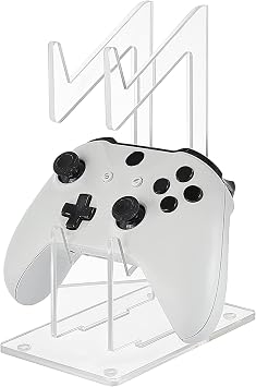 AHANDMAKER Universal Dual Controller Holder, Transparent Acrylic Game Controller Display Stand, Detachable Gamepad Desktop Stand for Display and Organization, Double-Layered
