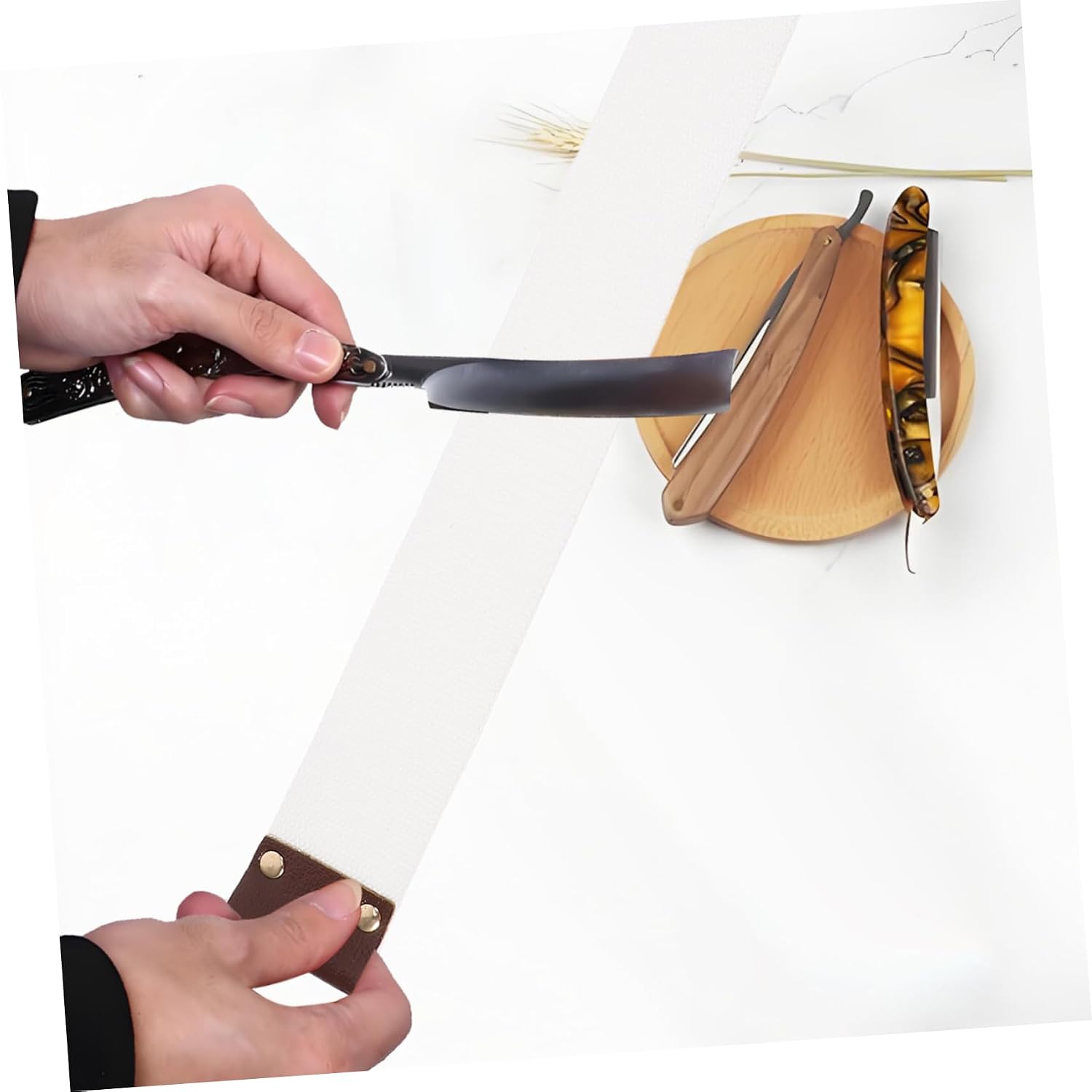 Beige Cotton Razor Strop Belt for Blades and Knives Easy Operation