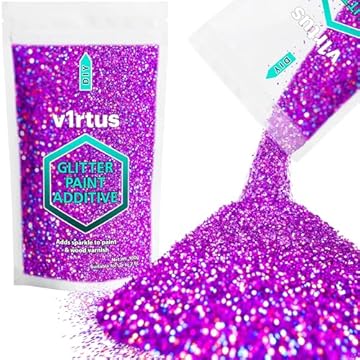 v1rtus Glitter Paint Additive - Purple Holographic | 100g Metallic Flakes for Adding Sparkle to Paints & Wood Varnish | Add to Emulsion, Acrylic & Latex for Indoor Sparkly Walls