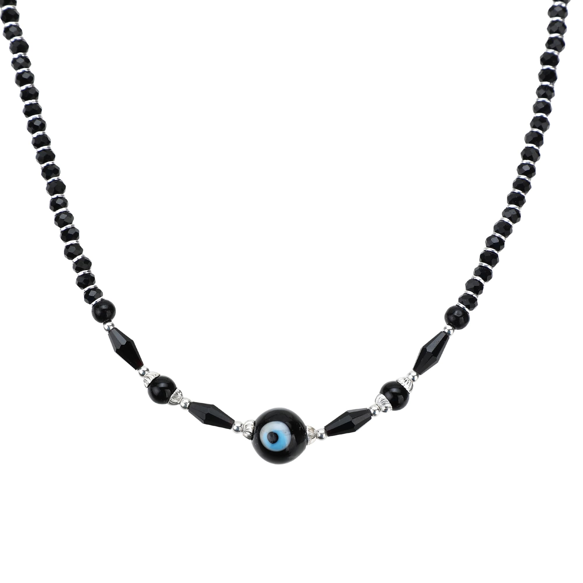 DHRUVS COLLECTION 925 Pure Silver Evil Eye Protection Charm Nazariya Pendant, Black Bead Chain Necklace For Girls & Women (B0D3FGXXVY) Amazon Price History, Amazon Price Tracker