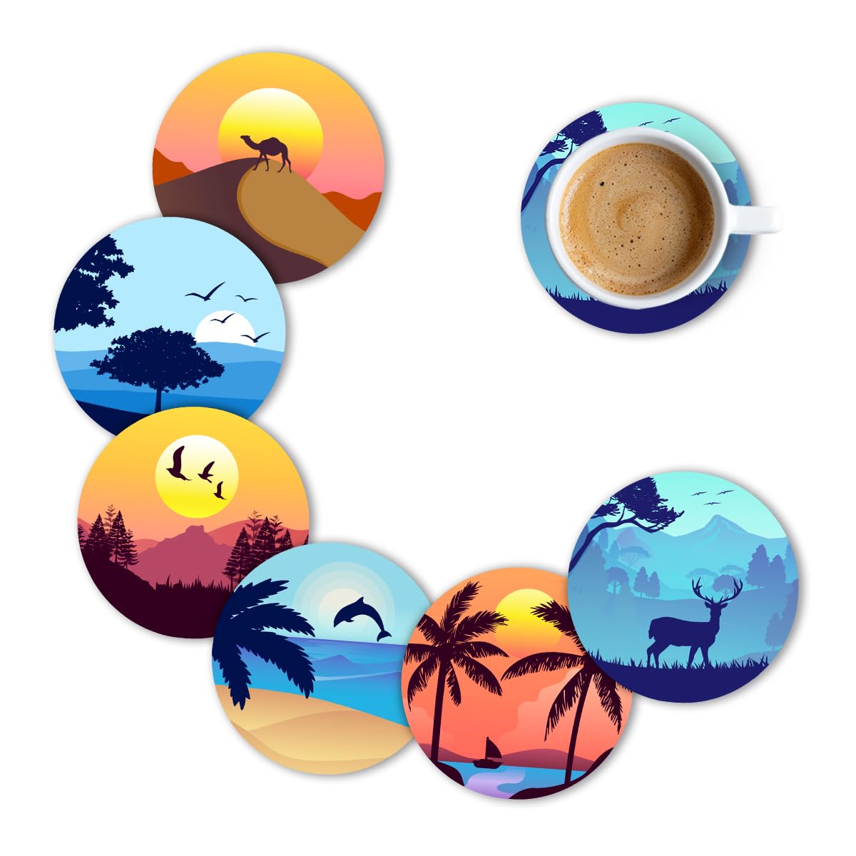 Brizberry® Brizcoast Premium Designer Printed Beautiful Wooden Coasters Fit for Tea Cups, Coffee Mugs and Glasses (3.5X3.5 Inch) (Design 15 (Set of 6)) (B0D33M75PR) Amazon Price History, Amazon Price Tracker