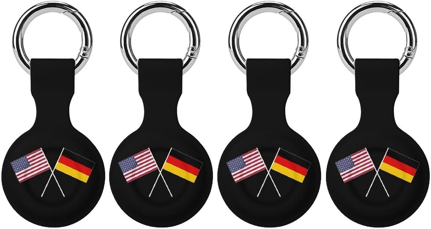 USA Germany Crossed Flags Funny Cover Compatible with AirTag Case Protector GPS Tracker Holder with Keychain