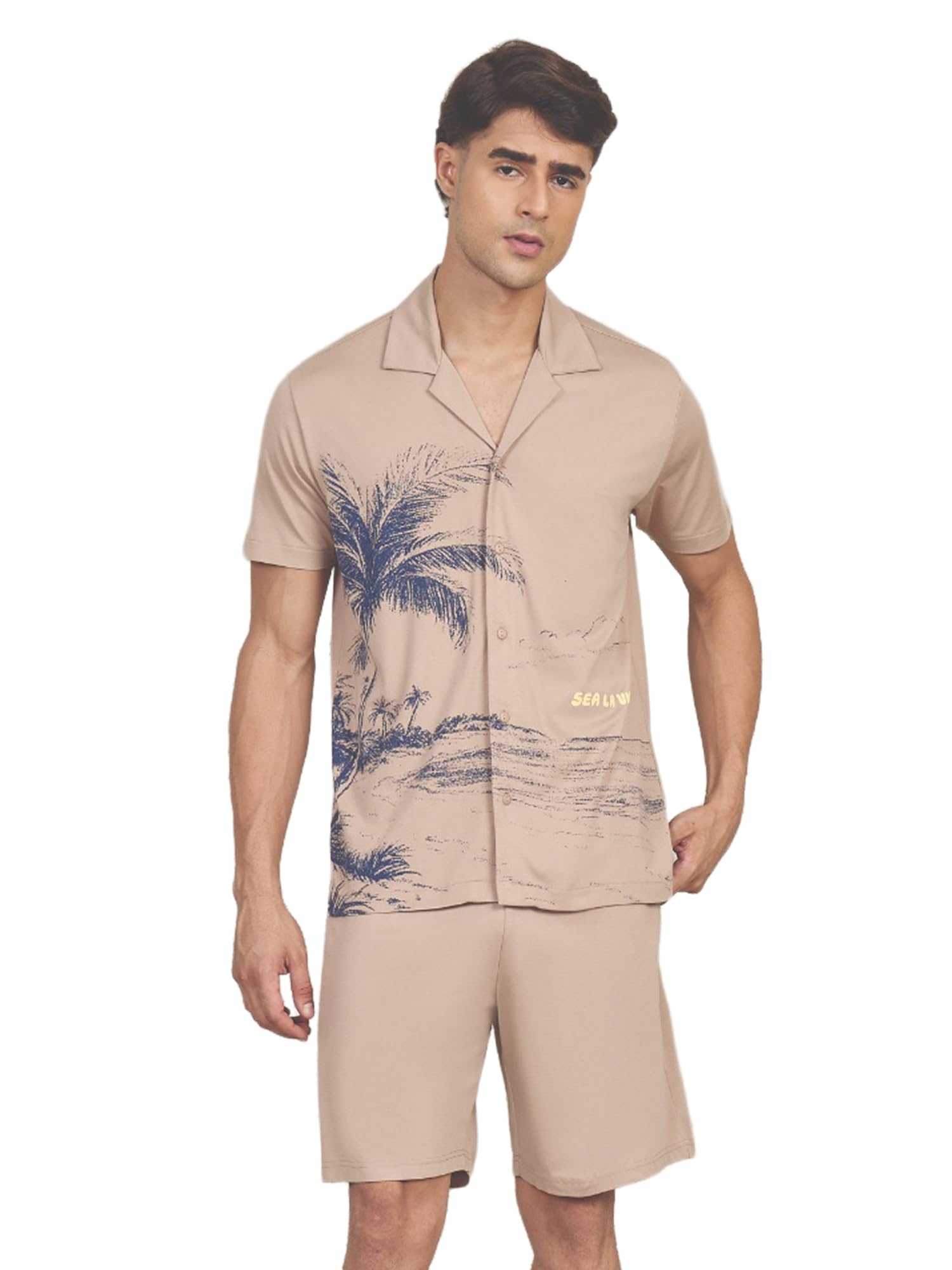 sweet dreams Men's Printed Front Open Shorts Set-picture-37