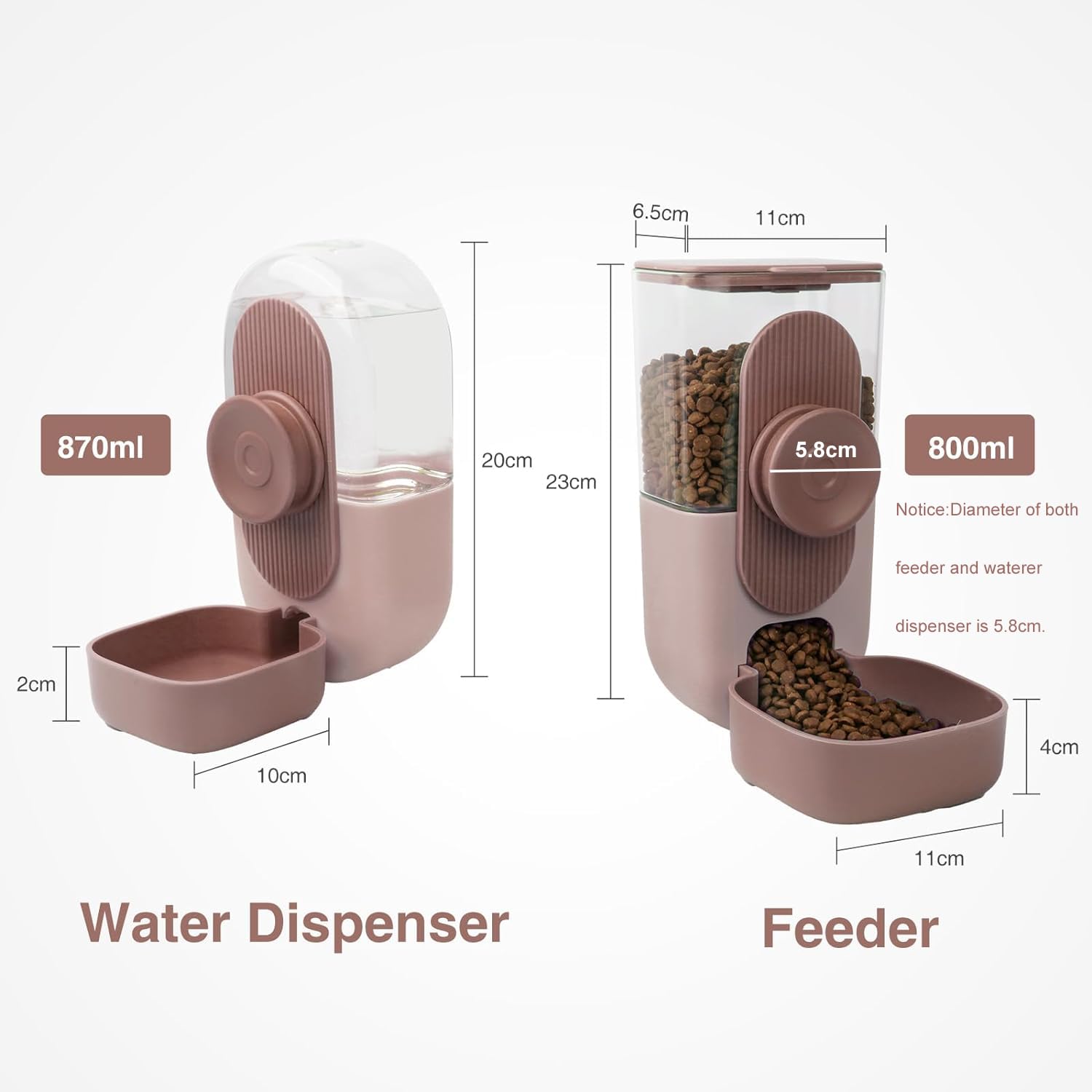 Distributore Automatico Di Cibo E Acqua,Distributore Di Cibo A Parete,Distributore Di Cibo per Animali Domestici per Cani Gatti Conigli, Cincillà, Porcellini D'india, Ricci E Furetti(rosa)
