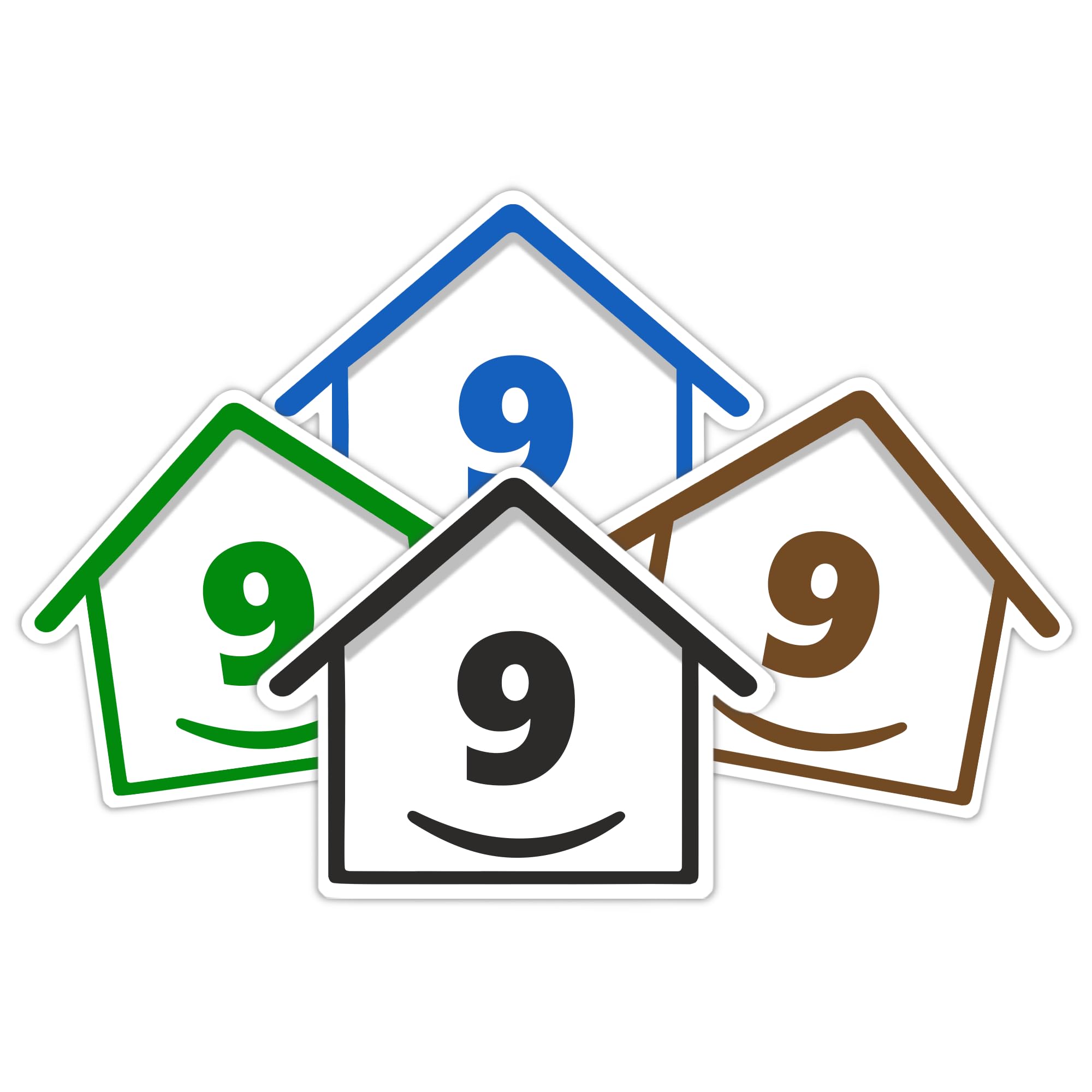 4 x Bin Numbers for Wheelie Bins, 1-99, 15cm ‘Happy House’ Colour Design Dustbin Stickers, Easy Application Stick On Number Stickers - Weatherproof Self Adhesive Vinyl – Blue, Black, Green, Brown (25) — view 54