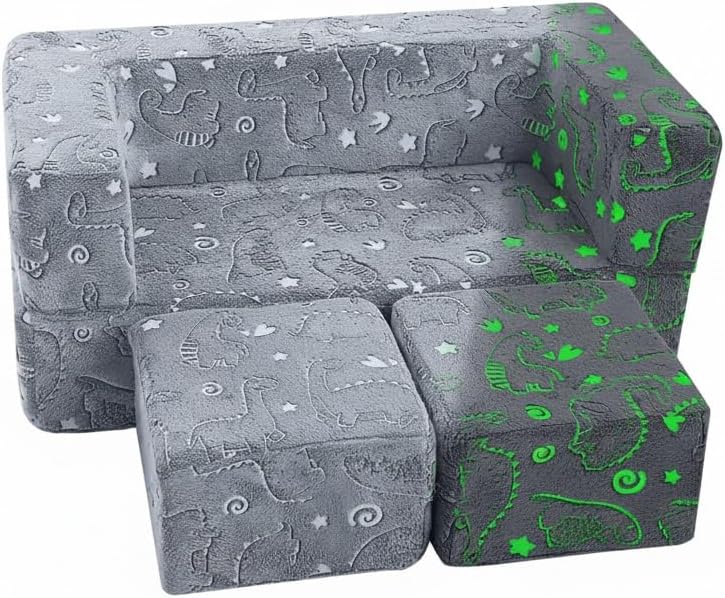 MeMoreCool Kids Couch Grey Dino