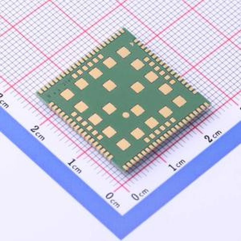 Bottom view of SIMCom A7670C-LASE module on a grid, showing solder pads
