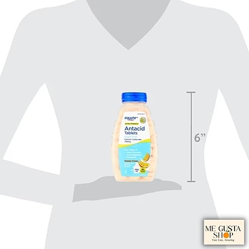 Miniatura 4 de Equate - Tabletas masticables antiácidas extra fuertes, sin azúcar, crema de naranja, 750 mg, 90 unidades (paquete de 02) en total 180 calcomanías