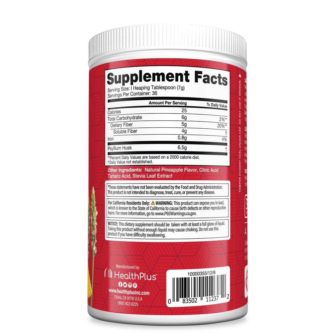 Health Plus Colon Cleanse Fiber Powder, Pineapple Flavor, 9 oz, 36 Servings — Amazon image 2