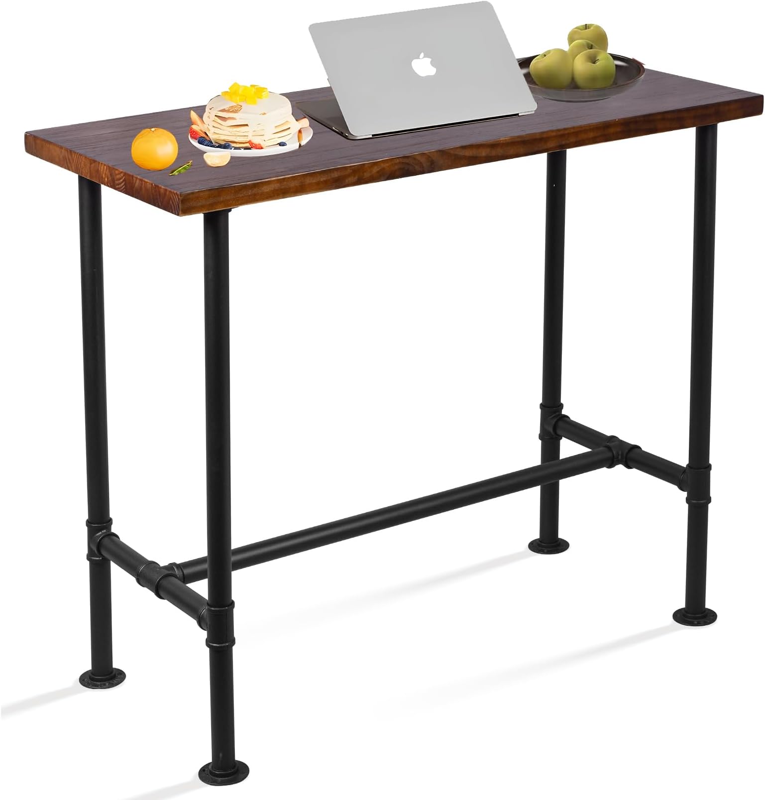 Diwhy DIY Industrial Design Pipe Dining Table Casual Pub BAR Laptop Table Modern Studio Wood and Metal Rectangular Dining Table homeoffice Desk Breakfast high bar Table Brown Desktop 47.3" × 23.6"
