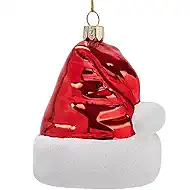 Hanging Christmas Ornaments 2025, Handcrafted Glass Blown Xmas Tree Decorations Holiday Ornaments Funny Gifts Collectible Winter Festival Decor for Home Party, Christmas Hat