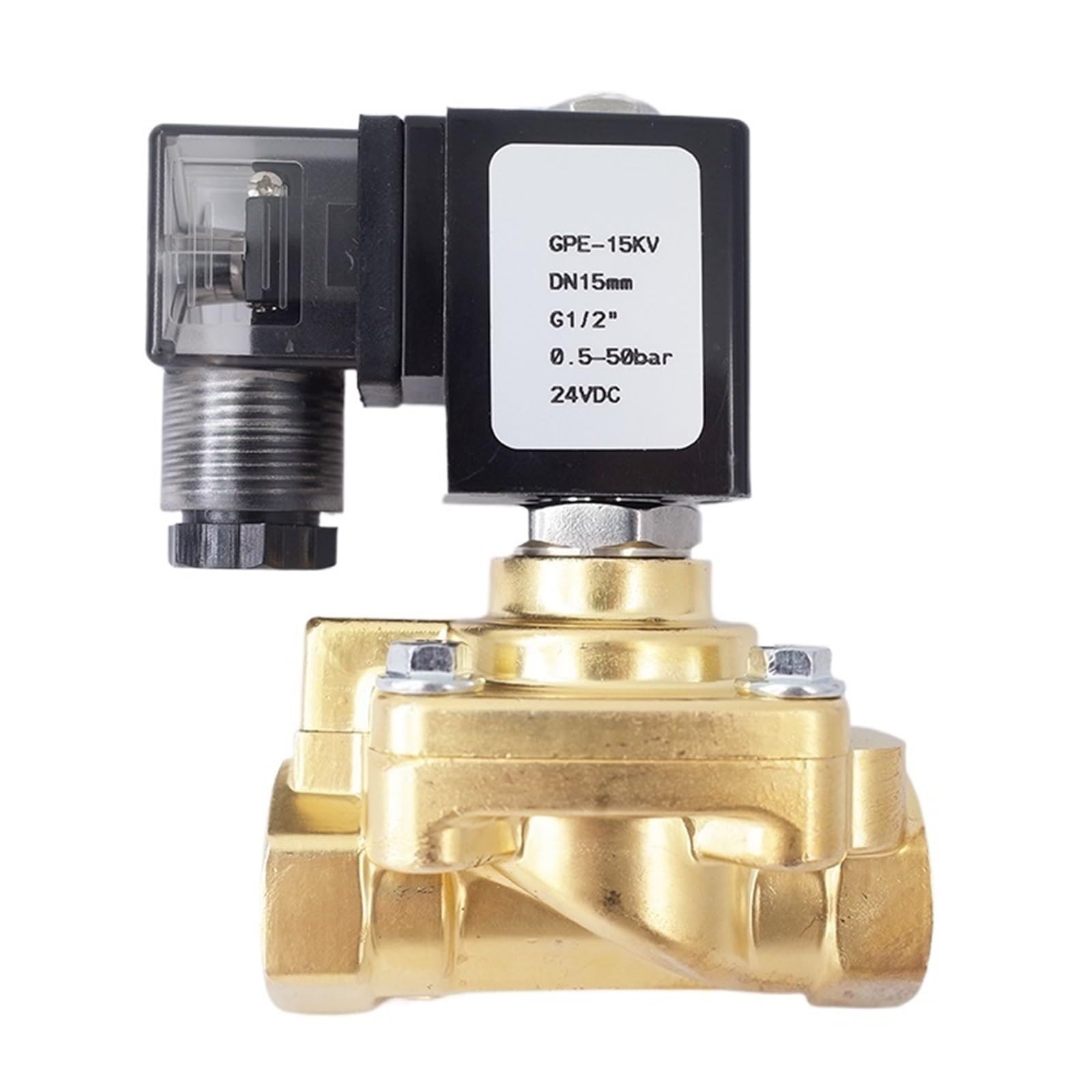 Coasddrld Dc24v 50Bar 2 Way Brass Solenoid Valve G1/2" Normal Open(Dc24v)