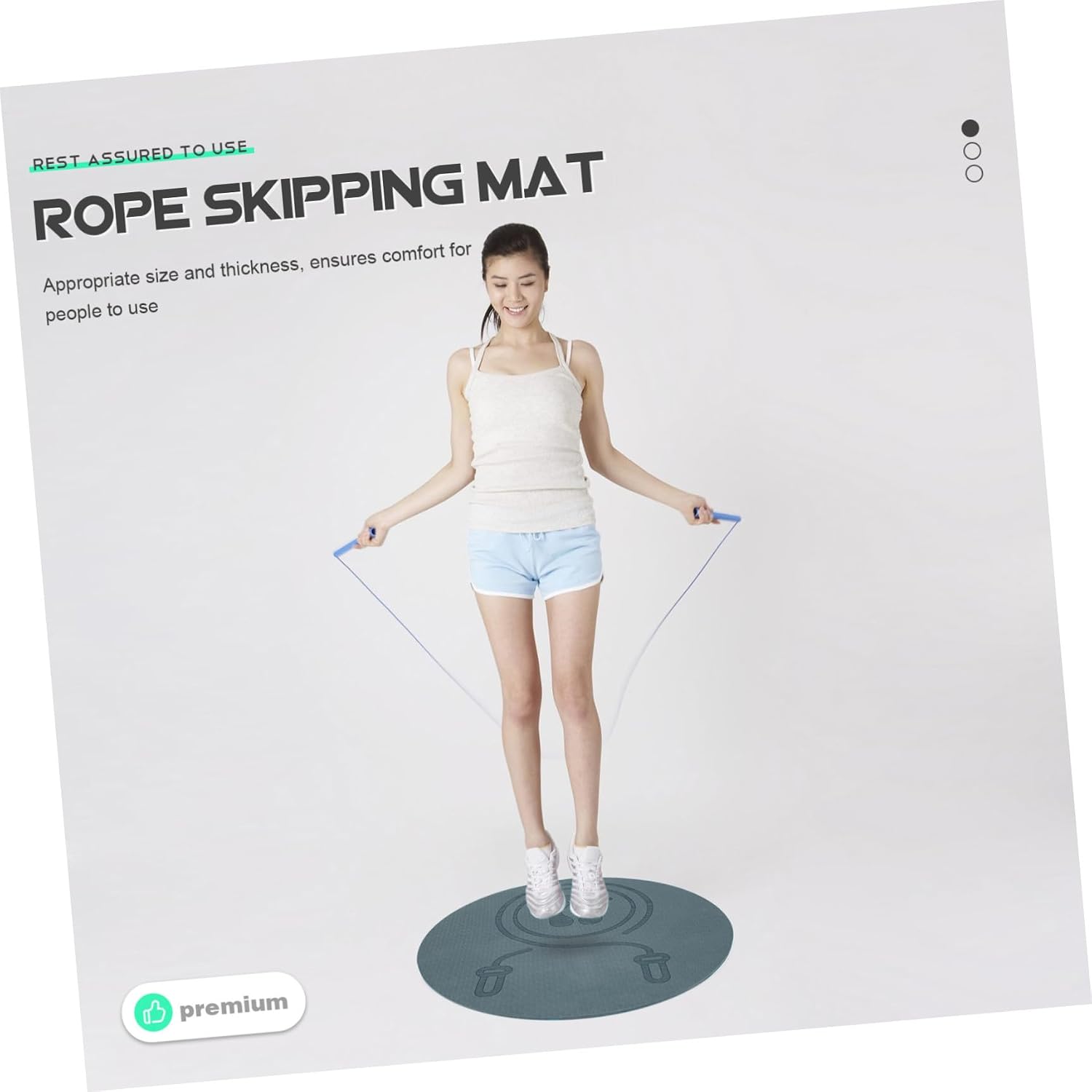 WOONEKY Non-Slip Tpe Jump Rope Mat 0.8Cm Thick Shockproof Exercise Cushion Indoor Fitness Yoga Mat for Home Workout and Gym Training