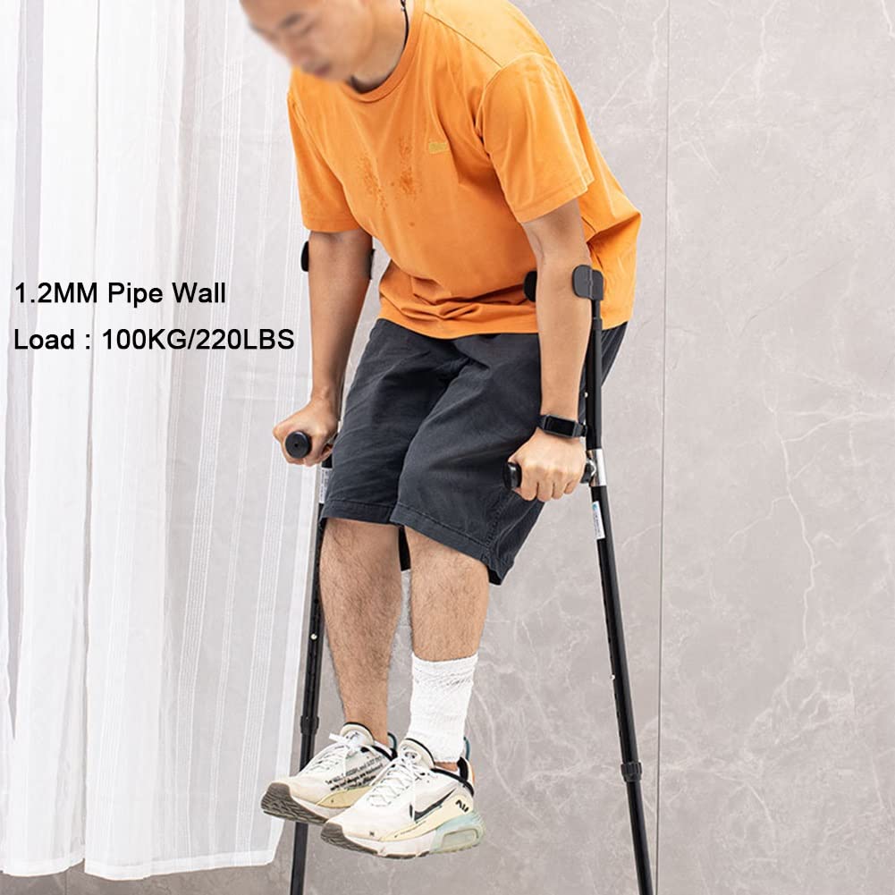Muletas de antebrazo para adultos, muletas ergonómicas de aluminio, con reposabrazos, 10 engranajes de altura ajustable, altura aplicable: 140-190 cm (color: negro, tamaño: 1 unidad) aniversario Lucky