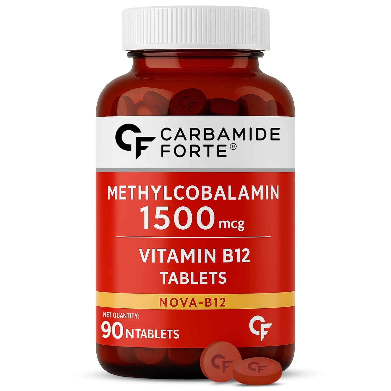 Carbamide Forte Vitamin B12 Tablets 1500 mcg -Active form of Methylcobalamin Vitamin B12 Supplements for Men & Women- 90 Veg Tablets