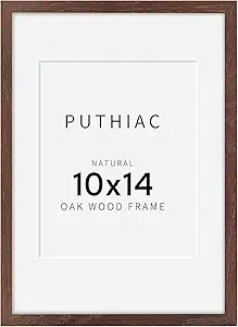 puthiac 10x14 Oak Wood Picture Frame - 10"x14" Poster Frames for Wall, 10x14 Picture Frames for Wall, 10 x 14 Picture Frames, 10 x 14 Frames for Wall(1 Pack, Walnut)
