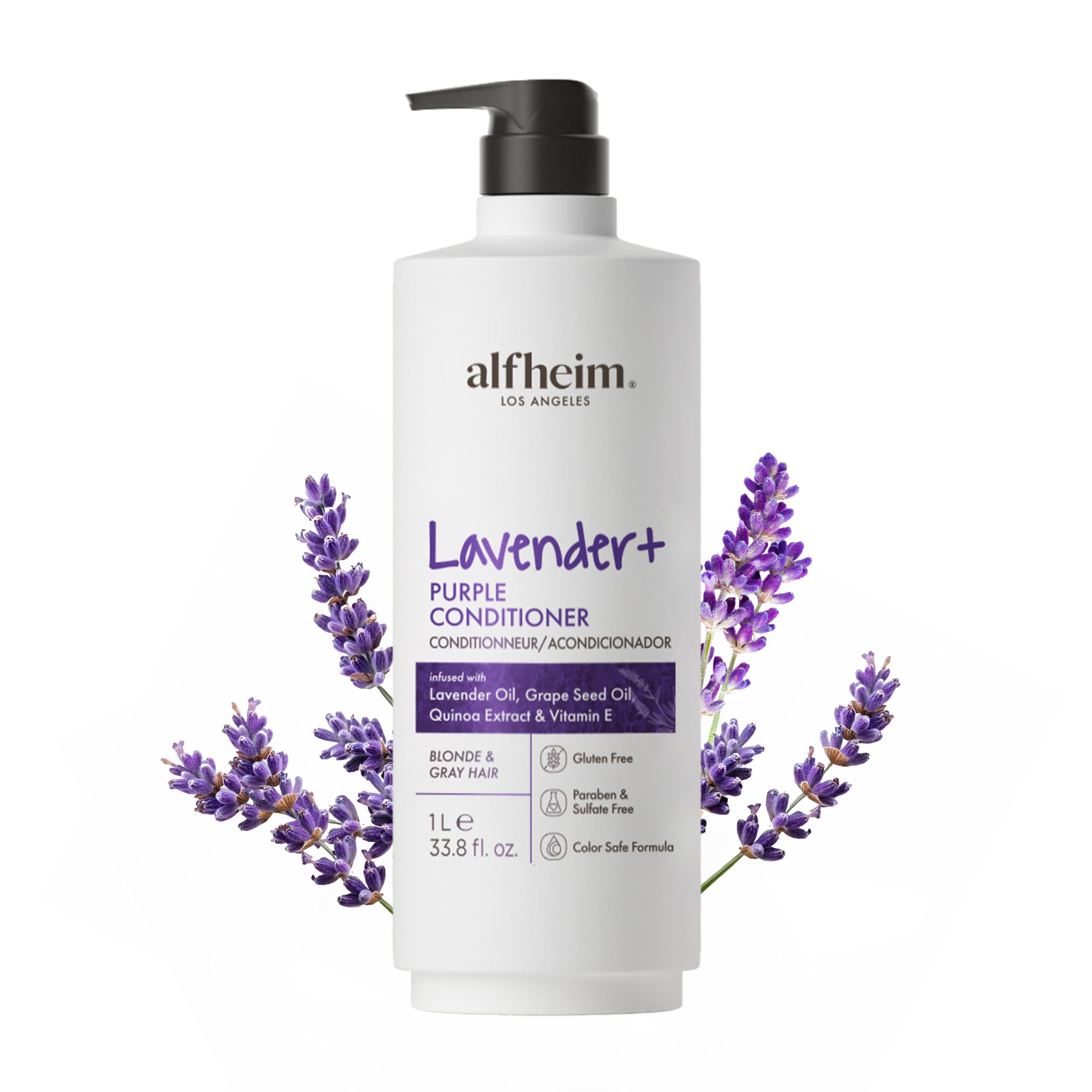 ALFHEIM Lavender+ Purple Conditioner for Blonde, Silver & Color-Treated Hair – Deeply Hydrates & Restores Shine – with Lavender Oil, Quinoa Extract &
