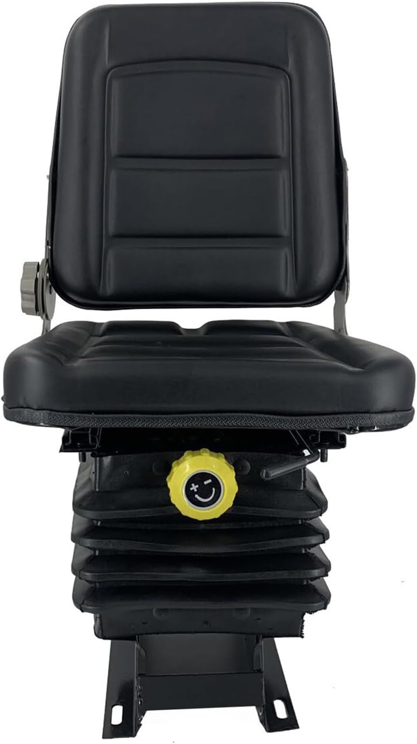 Suspension Tractor Seat, Adjustable Universal Replacement Seat W/Backrest, Compatible with Excavator Skid Loader Dozer Black