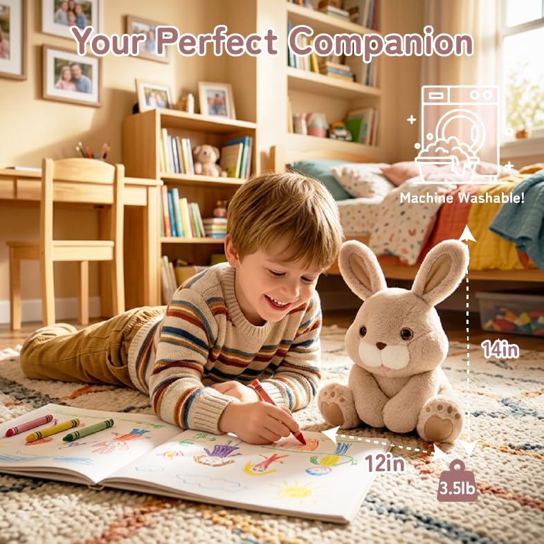 Image of Niuniu Daddy Weighted Stuffed Animals, 14 in 3.5 lbs, Rabbit Comfort Plush | Heavy sensory lap pad, lying body pillow for sleeping, machine wash, huggable plushies, soothing gift for kids and adults