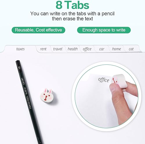 Miniatura 5 de Geyoga 400 separadores de carpetas de 3 anillos con pestañas, 8 separadores de pestañas para carpetas de 3 anillas, 50 juegos de divisores de página