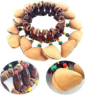Natürliche Dola Nut Shell Armband Rassel, Handgefertigtes afrikanisches Percussion-Instrument mit Holz für Ring für Schlagzeugbegleitung & Musikerziehung